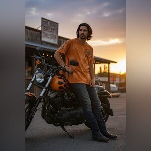 Affliction 2000s rare Burnt Orange Live Fast Tee 2XL